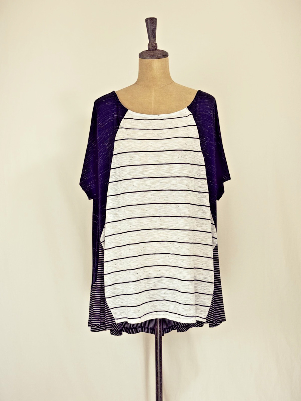 ALEMBIKA Black & White Striped Short Sleeve Tunic Top XL 16-20 LOVELY #0046
